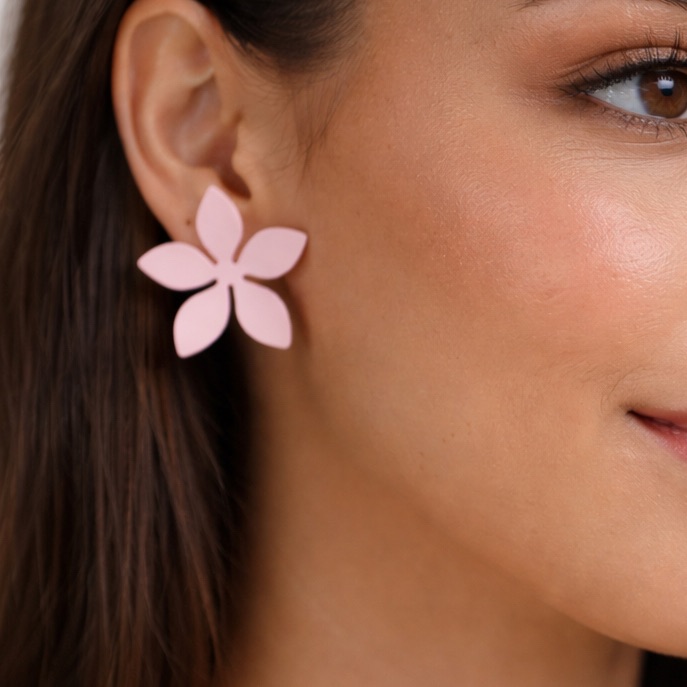 Isaac Mizrahi New York Pink Flower Stud Earrings (Br666/1)